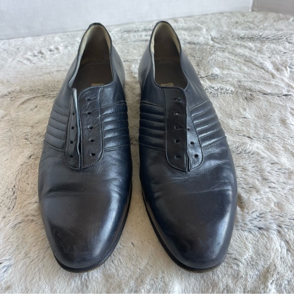 Lorenzo Banfi Classic Dark Blue Leather Men's Shoes Size 9.5 - Picture 3 of 14